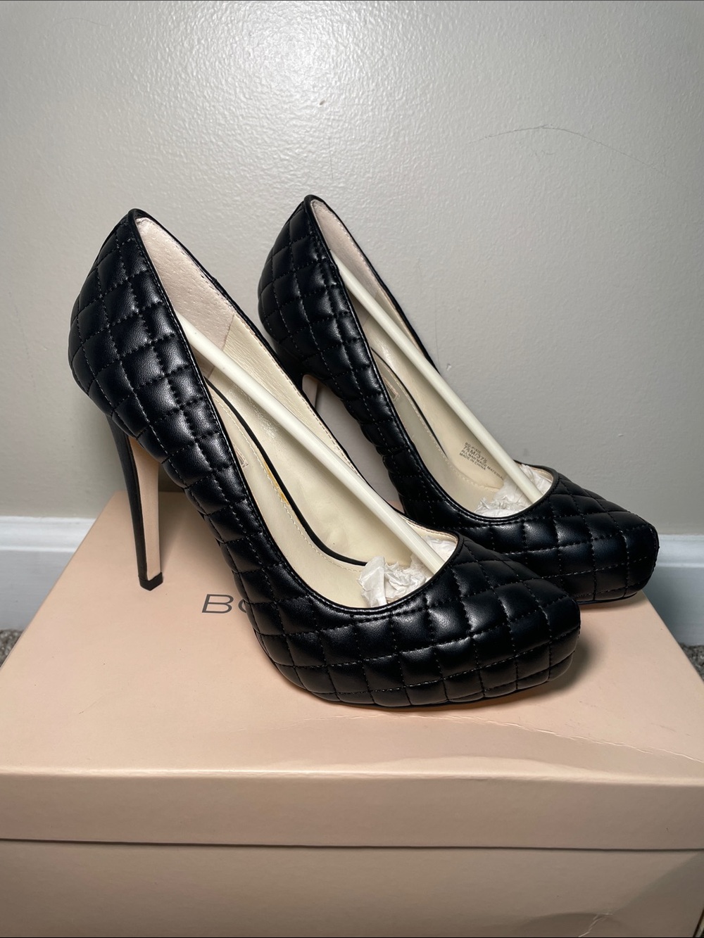 BCBGeneration Quilted Black High Heel Pumps
